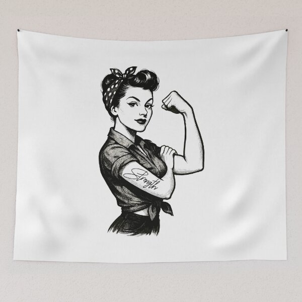 Item preview, Strength strong woman rockabilly style gift designed and sold by Pineapple-Tree.