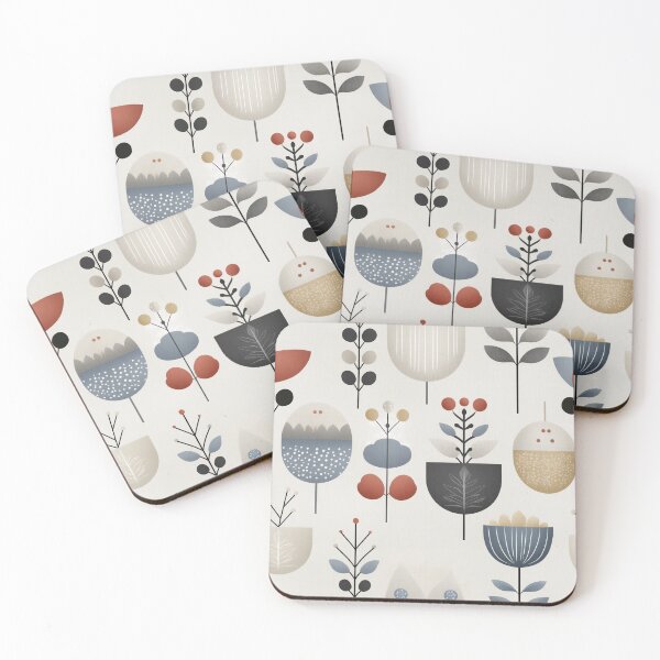 Item preview, Folk Seed Pods and Flowers in Muted Tones designed and sold by Moisky Patterns.