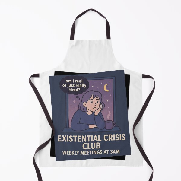 Item preview, Existential Crisis Club – Nighttime Self-Reflection Design with Window, Coffee, Thought Bubble & Retro Midnight Aesthetic designed and sold by Memorph.