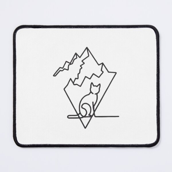 Item preview, "Minimalist Mountain and Cat Line Art" designed and sold by Shop9999.