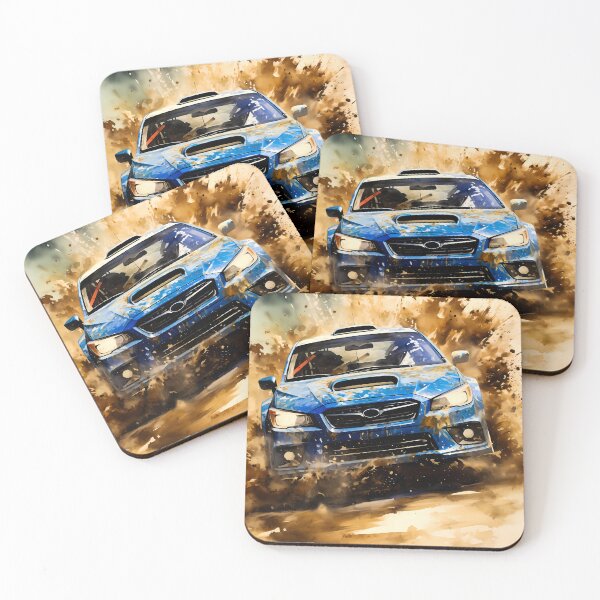 Item preview, Blue Sports Car Splashing Mud In Intense Rally Action designed and sold by RevUpDesign.