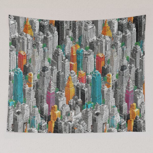 Item preview, Intricate Pixel Metropolis with Single Color Surprise designed and sold by Piotrek0001.