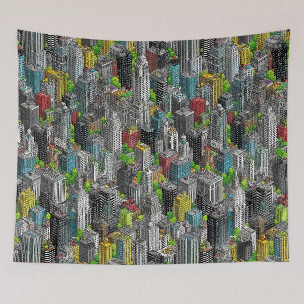 Item preview, Futuristic Pixel City with Minimal Color Infusion designed and sold by Piotrek0001.