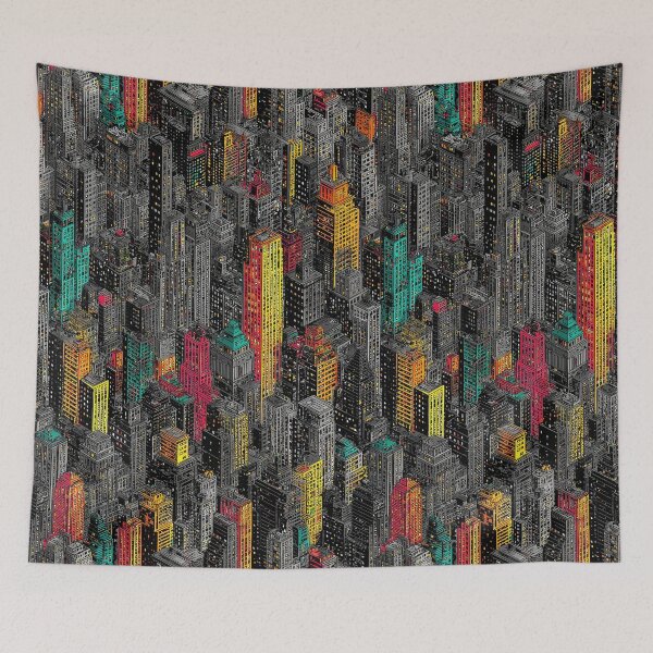 Item preview, Delicate Pixel Urban Scene with Color Drop designed and sold by Piotrek0001.