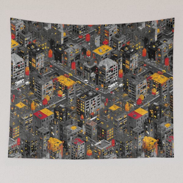 Item preview, Tiny Grey Buildings with Sudden Color Contrast designed and sold by Piotrek0001.