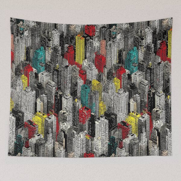 Item preview, Greyscale City Form with Lone Color Burst designed and sold by Piotrek0001.