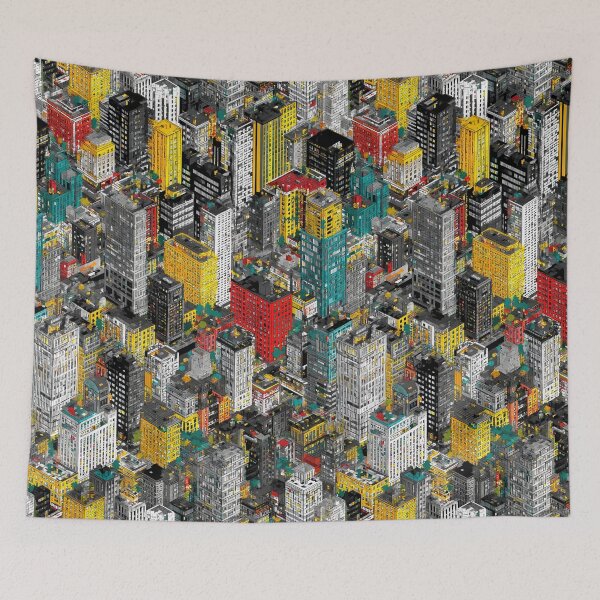 Item preview, Digital Grey Grid City with Color Layer designed and sold by Piotrek0001.