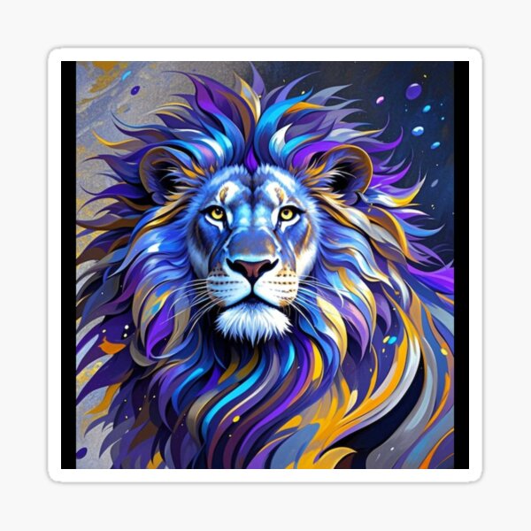 Item preview, Bold Majestic Lion - Purples and Blues designed and sold by MotherEagleInspires.