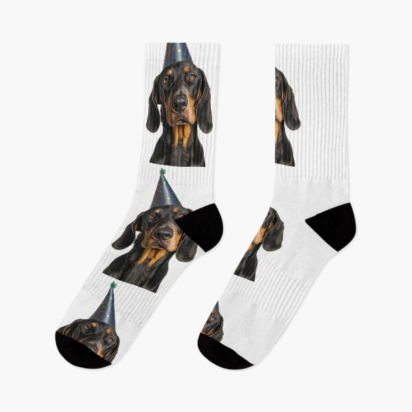 Item preview, Cute Black and Tan Coonhound dog with Party Hat Birthday Celebration designed and sold by LazyOwlStore.