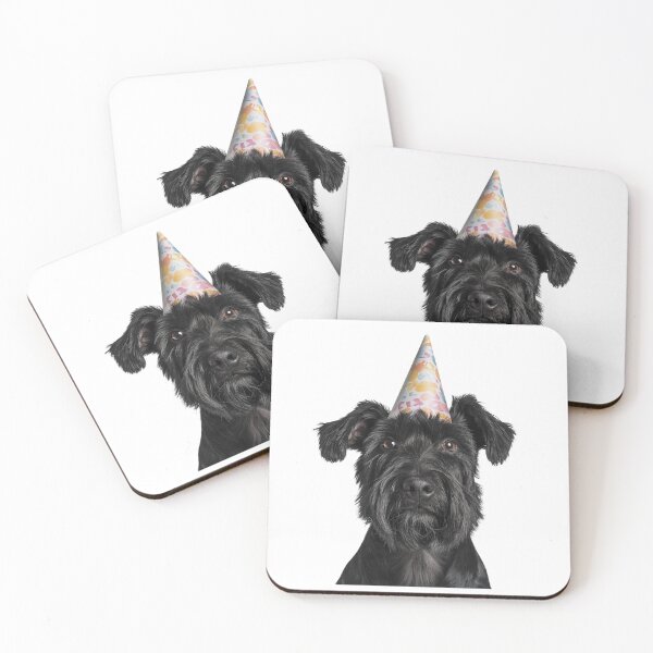 Item preview, Cute Black Russian Terrier dog with Party Hat Birthday Celebration designed and sold by LazyOwlStore.