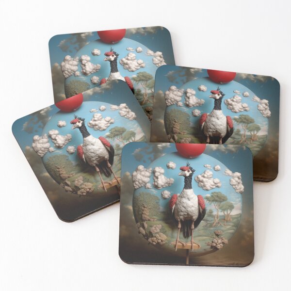 Item preview, Surreal Crane Diorama with Red Balloon – Magritte-Inspired Bird Art designed and sold by Retrocranio.