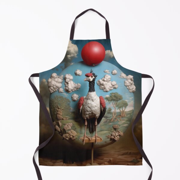 Item preview, Surreal Crane Diorama with Red Balloon – Magritte-Inspired Bird Art designed and sold by Retrocranio.