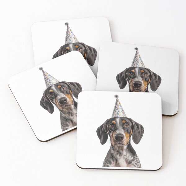 Item preview, Cute Bluetick Coonhound dog with Party Hat Birthday Celebration designed and sold by LazyOwlStore.