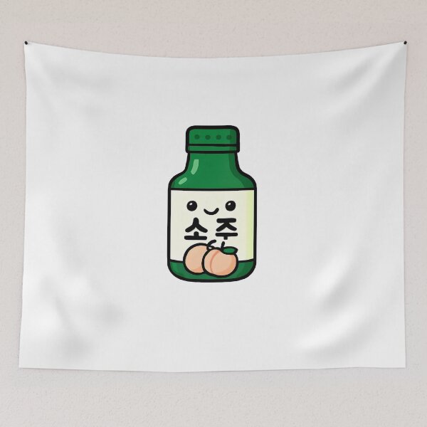 Item preview, Kawaii Soju Bottle Peach – Cute illustration of the popular Korean drink designed and sold by Hallyu Bubble.