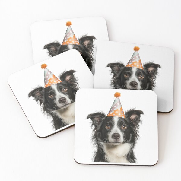 Item preview, Cute Border Collie dog with Party Hat Birthday Celebration designed and sold by LazyOwlStore.