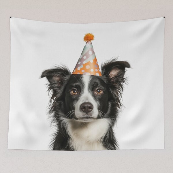 Item preview, Cute Border Collie dog with Party Hat Birthday Celebration designed and sold by LazyOwlStore.