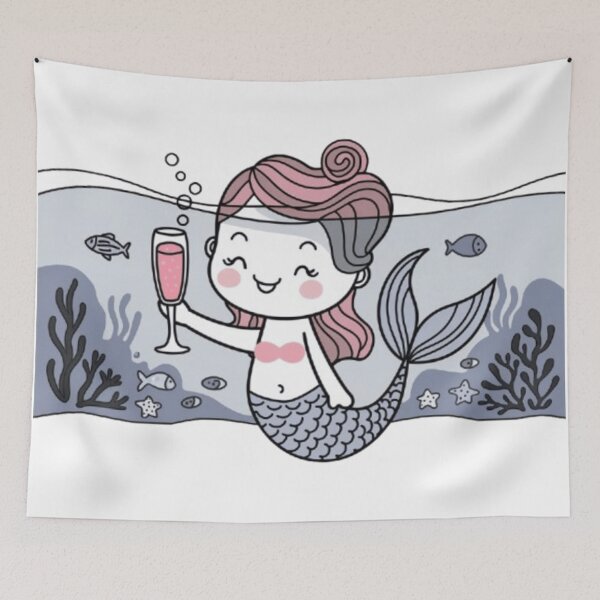 Item preview, Mermaid Relaxing Underwater with Her Pink Drink designed and sold by XquisiteFashion.