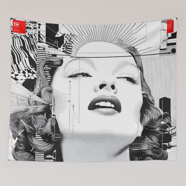 Item preview, Cyber-Noir Diva – Glitched Marilyn-Inspired Futuristic Portrait designed and sold by Retrocranio.