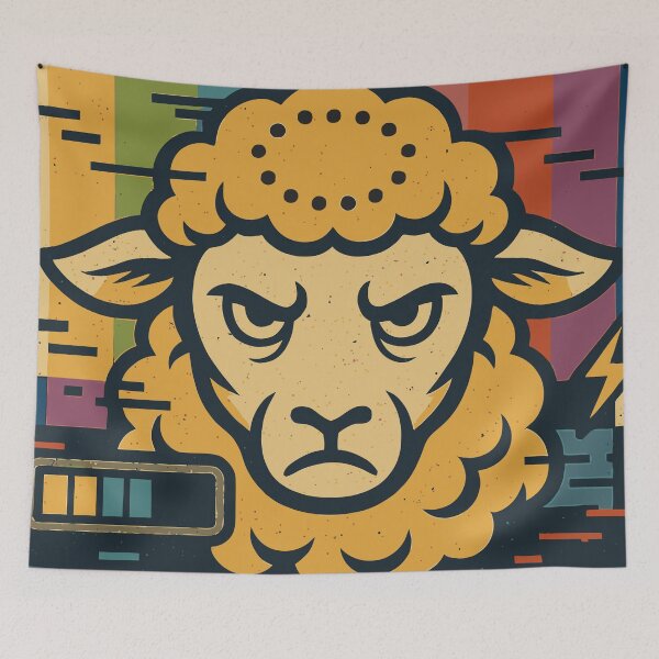 Item preview, Angry Buffering Sheep Retro Glitch Art designed and sold by Luxxy's Emporium.
