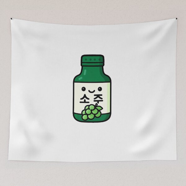 Item preview, Kawaii Soju Bottle Green Grape – Cute illustration of the popular Korean drink designed and sold by Hallyu Bubble.