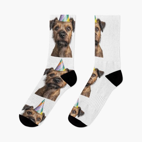 Item preview, Cute Border Terrier dog with Party Hat Birthday Celebration designed and sold by LazyOwlStore.
