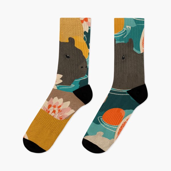 Item preview, Capybaras in Citrus Paradise – Whimsical Fruit Bath Illustration designed and sold by Retrocranio.