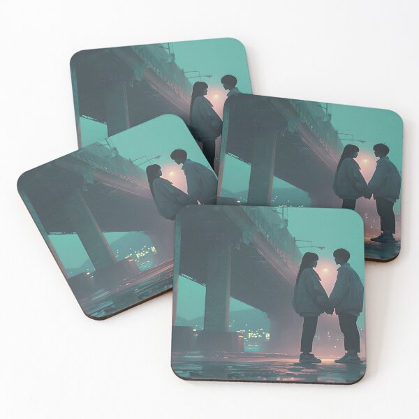 Item preview, Romantic Couple Under a Bridge in Busan – Moody Korean Cityscape Illustration with Urban Love Vibes designed and sold by Hallyu Bubble.