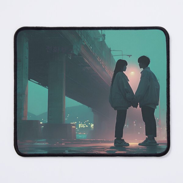 Item preview, Romantic Couple Under a Bridge in Busan – Moody Korean Cityscape Illustration with Urban Love Vibes designed and sold by Hallyu Bubble.