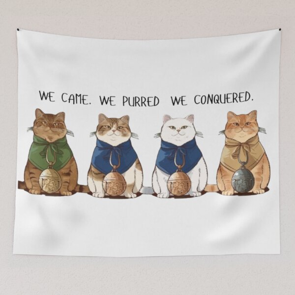 Item preview, Funny Cat Art – We Came, We Purred, We Conquered – Cute Cat Squad Illustration Gift for Cat Lovers designed and sold by Asif's PixelPlay.