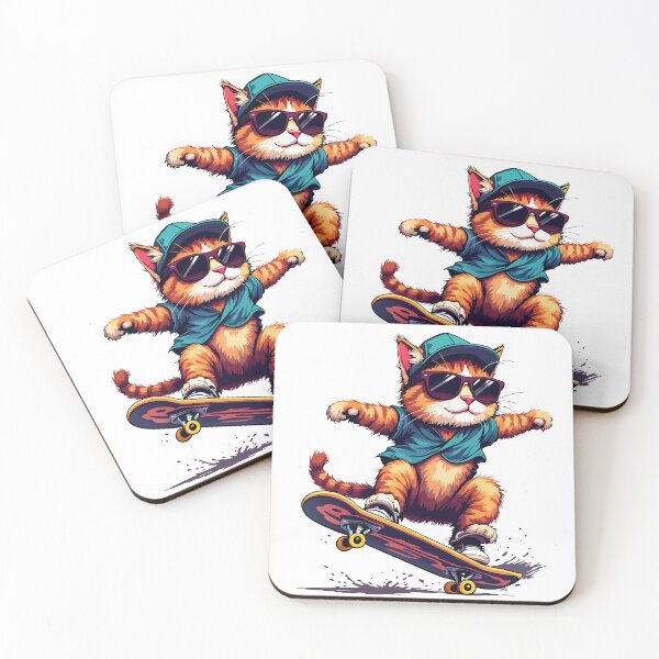 Item preview, Skater Cool Cat | Funny Cartoon Skateboard Feline designed and sold by NovaProArt.