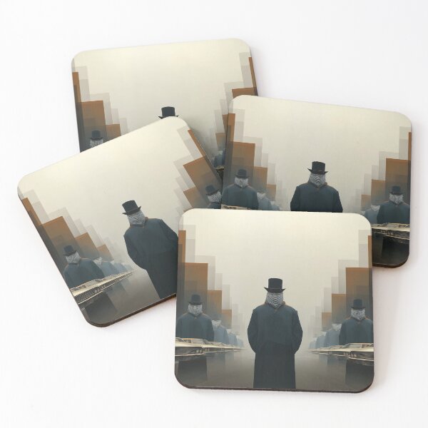 Item preview, The Vanishing Gentlemen – Surreal Noir Dreamscape with Masked Figures designed and sold by Retrocranio.