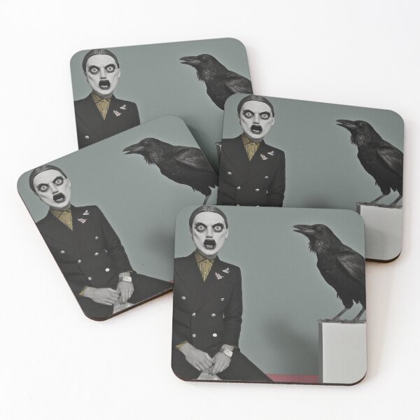 Item preview, Gothic Mime Meets Raven – Surreal Fashion Horror Portrait designed and sold by Retrocranio.