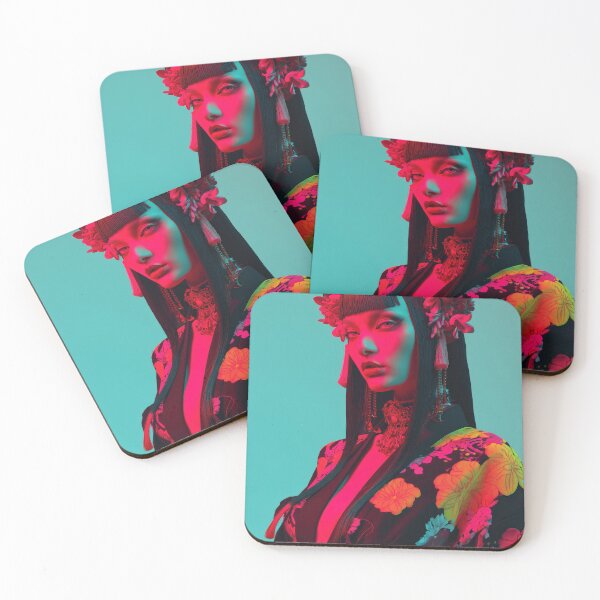 Item preview, Neon Geisha Goddess – Cyber Kimono Aesthetic in Vivid Color designed and sold by Retrocranio.