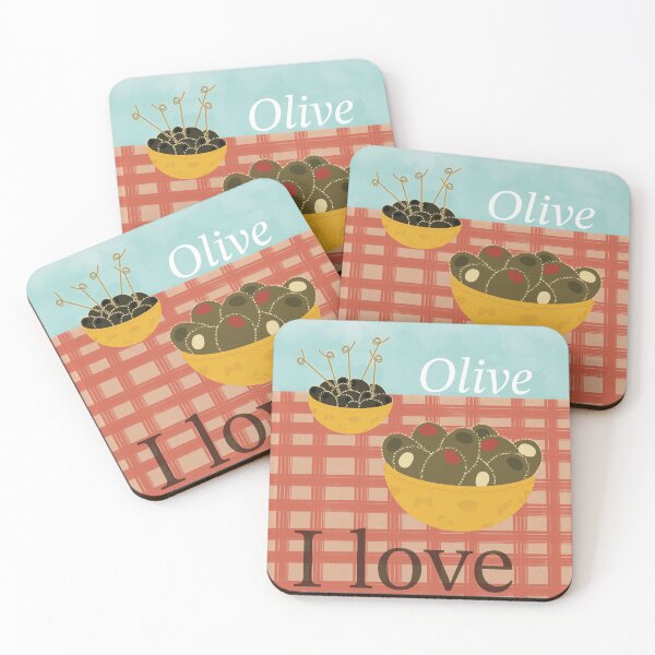 Item preview, Olive I Love – Pun Wall Art with Bowls of Olives on Checkered Tablecloth | Foodie Kitchen Print designed and sold by EmilyBStudio.