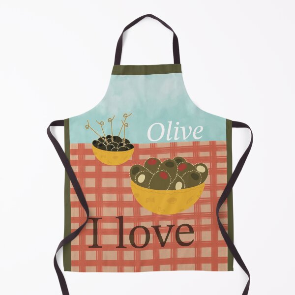 Item preview, Olive I Love – Pun Wall Art with Bowls of Olives on Checkered Tablecloth | Foodie Kitchen Print designed and sold by EmilyBStudio.