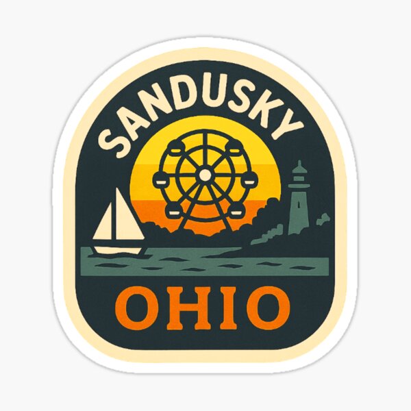 Item preview, Sandusky Ohio – Lakefront Retro Sunset designed and sold by Retro Kingdom Boutique.