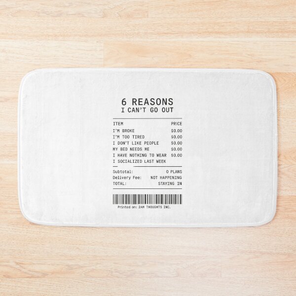 Item preview, 6 Reasons I Can’t Go Out | Funny Barcode Excuse List designed and sold by Radgraphic.
