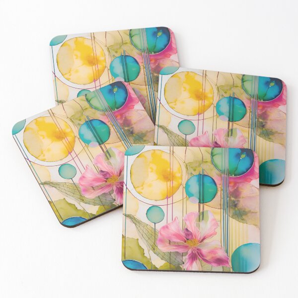 Item preview, Colorful leaf texture,  pink blue yellow pattern, leaf pattern, pink stone, abstracitive designed and sold by KolorellaS.