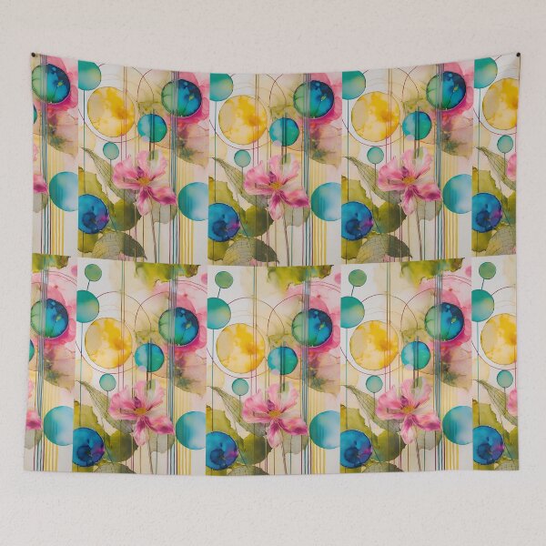 Item preview, Colorful leaf texture,  pink blue yellow pattern, leaf pattern, pink stone, abstracitive designed and sold by KolorellaS.
