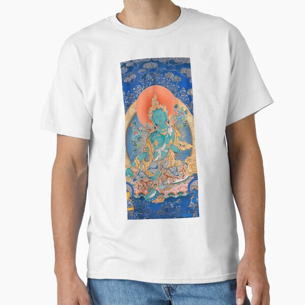 Item preview, Golden Blue Green Tara Tibetan Thangka Art designed and sold by AetherNest.