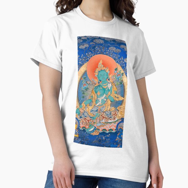 Item preview, Golden Blue Green Tara Tibetan Thangka Art designed and sold by AetherNest.