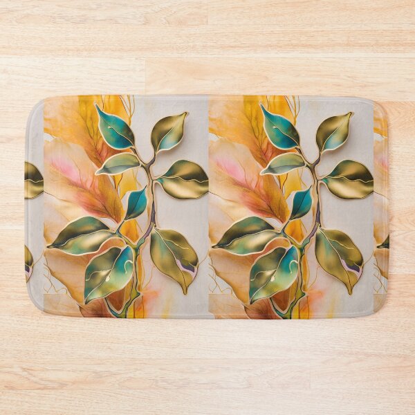 Item preview,  Colorful leaf texture,  gold  blue yellow pattern, leaf pattern, colorful stone, abstracitive leaf, gold leaf designed and sold by KolorellaS.