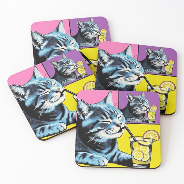 Item preview, cute cat lemonade drinking designed and sold by Dogandesighn.