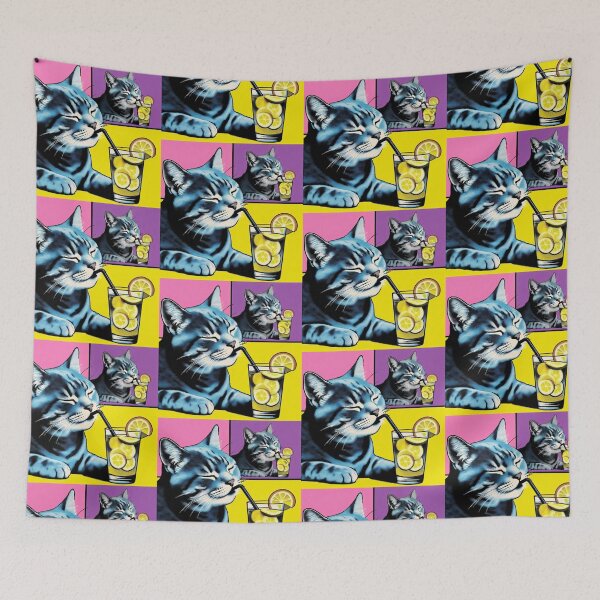 Item preview, cute cat lemonade drinking designed and sold by Dogandesighn.