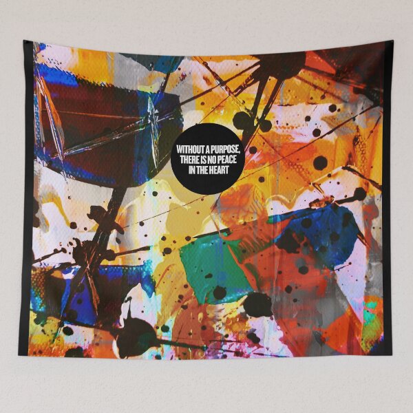 Item preview, Colorful City Art with Inspiring Quote – "Without a Purpose, There Is No Peace in the Heart" – Vibrant AI Design designed and sold by knalpot-design.