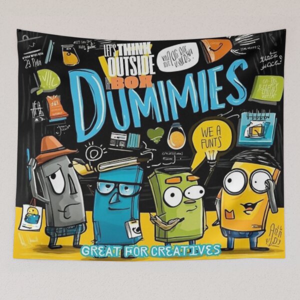 Item preview, Think Outside the Box Poster – Funny Creative Wall Art for Designers, Students & Offices – “Dummies” Cartoon Print designed and sold by Asif's PixelPlay.