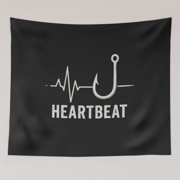 Item preview, Fishing Heartbeat Fish Hook Line Art designed and sold by MyBestTeeses.