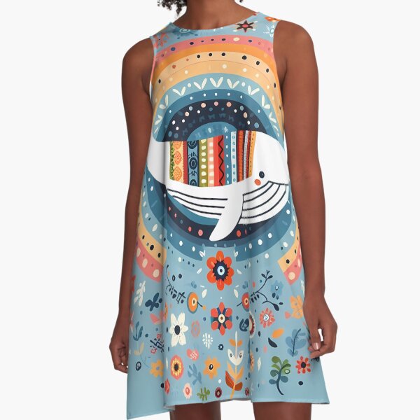 Artikel-Vorschau von Niedlicher Blauwal mit Ausguss und Regenbogen - Skandinavische Volkskunst von heidiannemorris ©, designt und verkauft von FOLK ART FUSION by heidiannemorris.