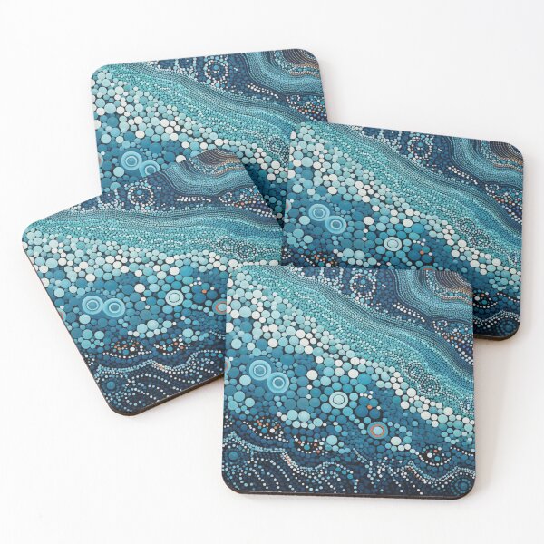 Item preview, Aboriginal Inspired Dot Art - With Blue Pebbles designed and sold by GrinGalore.