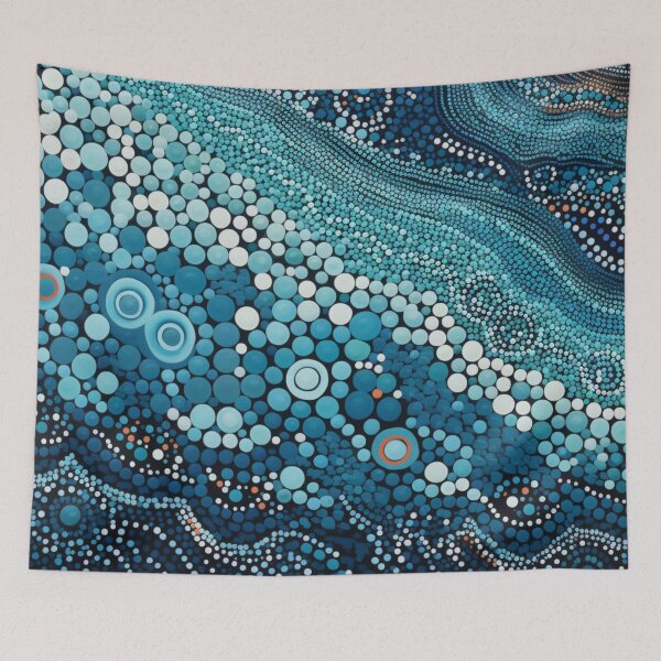 Item preview, Aboriginal Inspired Dot Art - With Blue Pebbles designed and sold by GrinGalore.